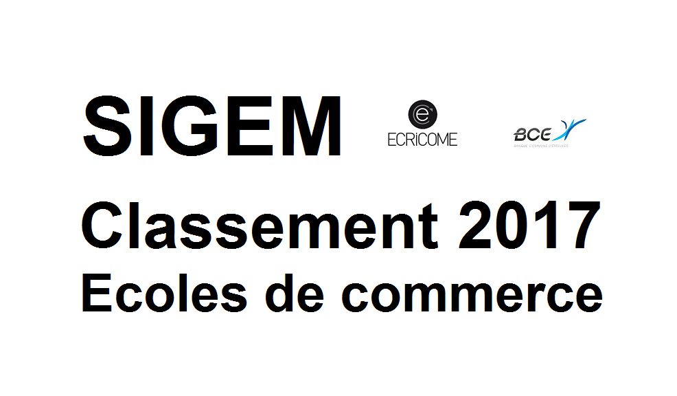 Classement écoles de commerce SIGEM 2017