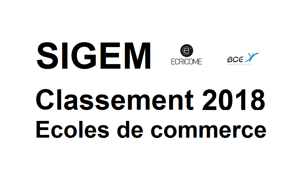 Classement écoles de commerce SIGEM 2018