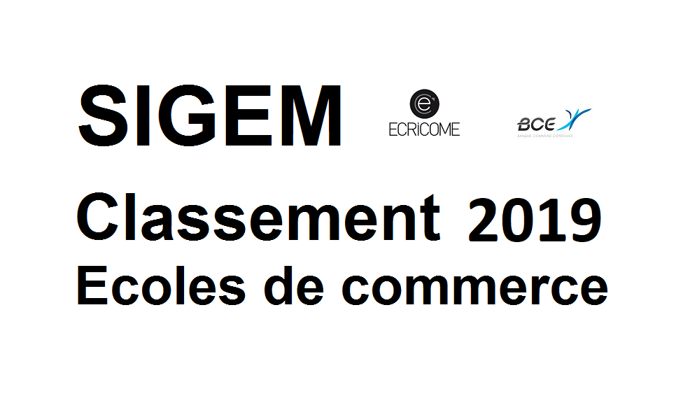 Classement écoles de commerce SIGEM 2019