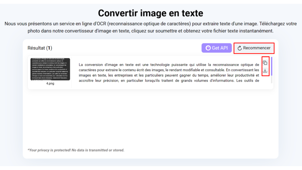 image texte